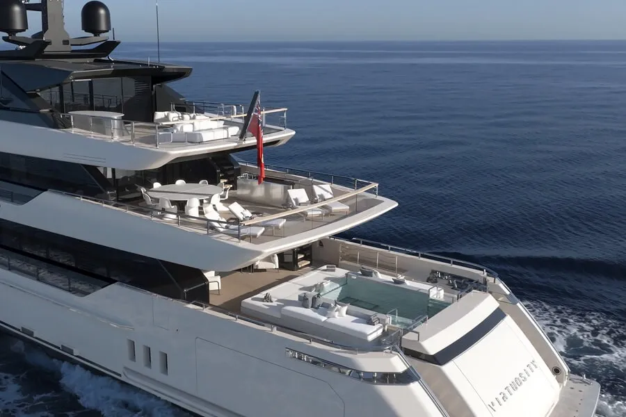 Virtuosity’s aft decks include a main-deck pool, alfresco dining and an outdoor party zone